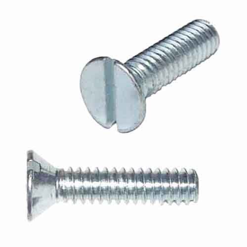 MFMS6125 M6-1.0 X 25 mm Flat Head, Slotted, Machine Screw, Coarse, Zinc